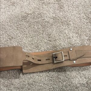 Rag & Bone Tan Suede Belt with Silver Buckle